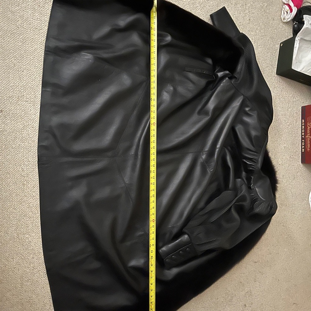 Rocco D’Amelio black leather coat w/ mink collar - Picture 5 of 7